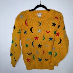 Vintage Celestial Sweater 1980s Moon Stars